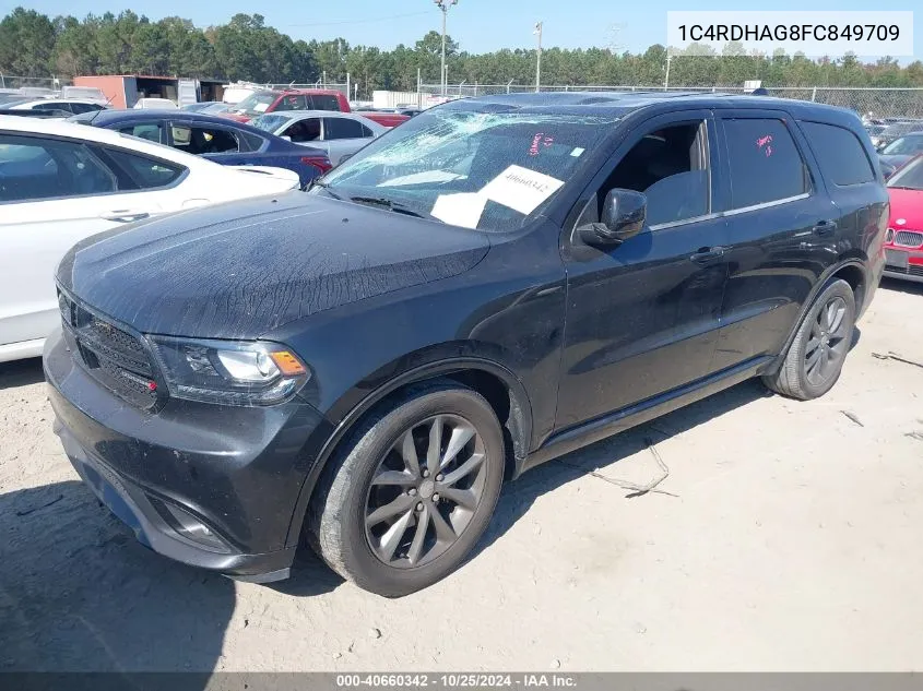 1C4RDHAG8FC849709 2015 Dodge Durango Sxt