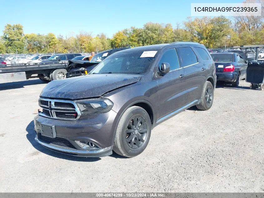 2015 Dodge Durango Sxt VIN: 1C4RDHAG9FC239365 Lot: 40674299