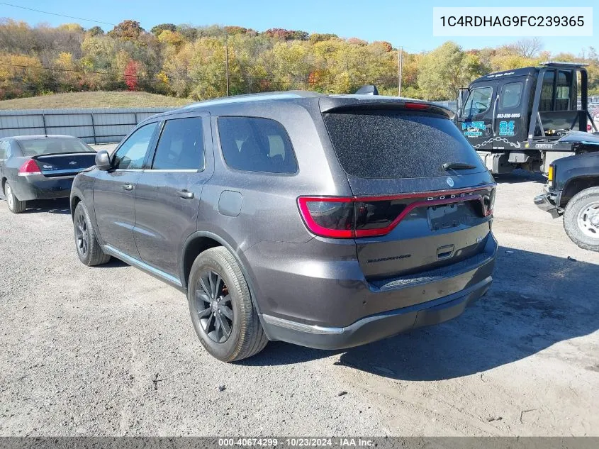 2015 Dodge Durango Sxt VIN: 1C4RDHAG9FC239365 Lot: 40674299