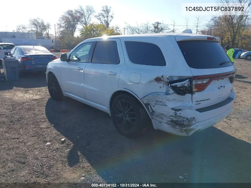 2015 Dodge Durango R/T VIN: 1C4SDJCT5FC837892 Lot: 40734102