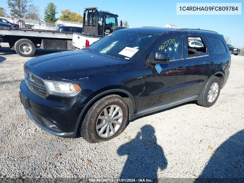 2015 Dodge Durango Sxt VIN: 1C4RDHAG9FC809784 Lot: 40739713