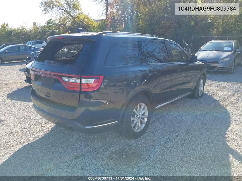 2015 Dodge Durango Sxt VIN: 1C4RDHAG9FC809784 Lot: 40739713