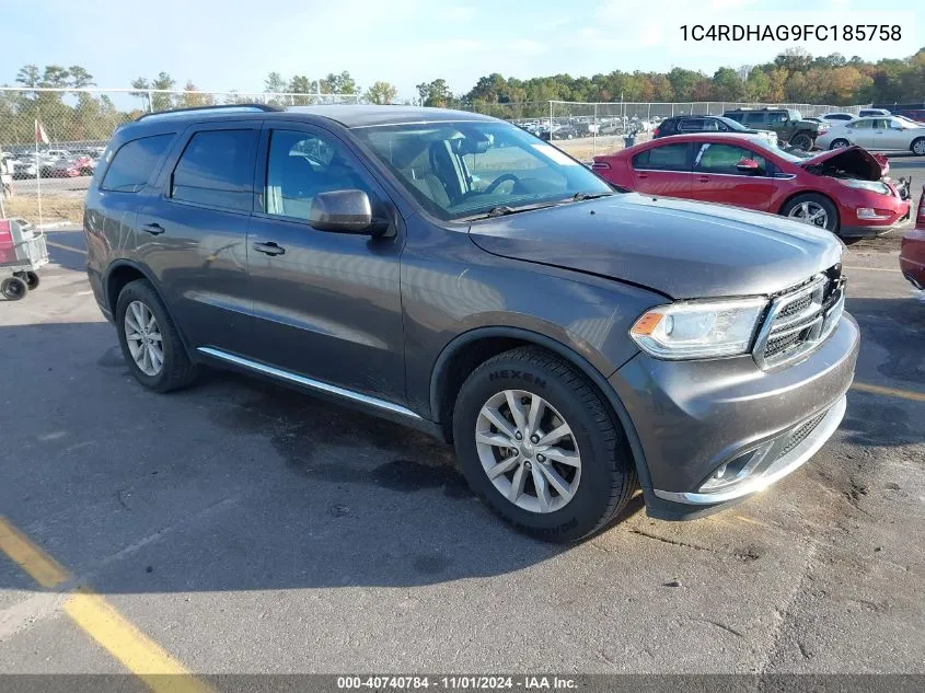 2015 Dodge Durango Sxt VIN: 1C4RDHAG9FC185758 Lot: 40740784