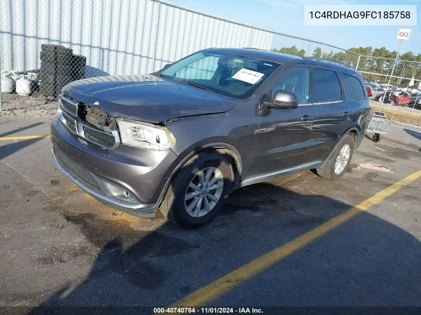 2015 Dodge Durango Sxt VIN: 1C4RDHAG9FC185758 Lot: 40740784