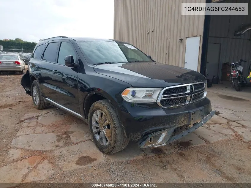 2015 Dodge Durango Sxt VIN: 1C4RDHAG6FC244653 Lot: 40746025