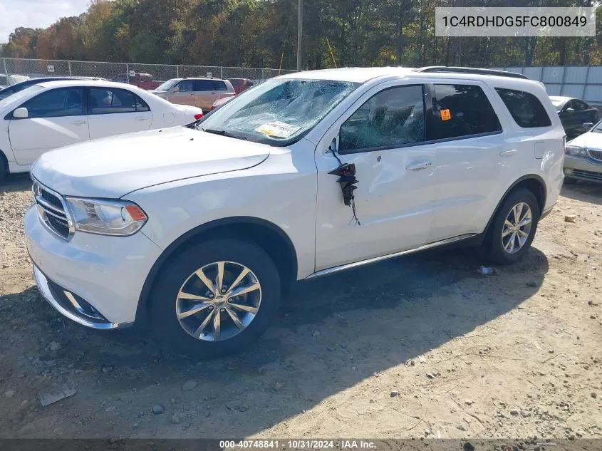 2015 Dodge Durango Limited VIN: 1C4RDHDG5FC800849 Lot: 40748841