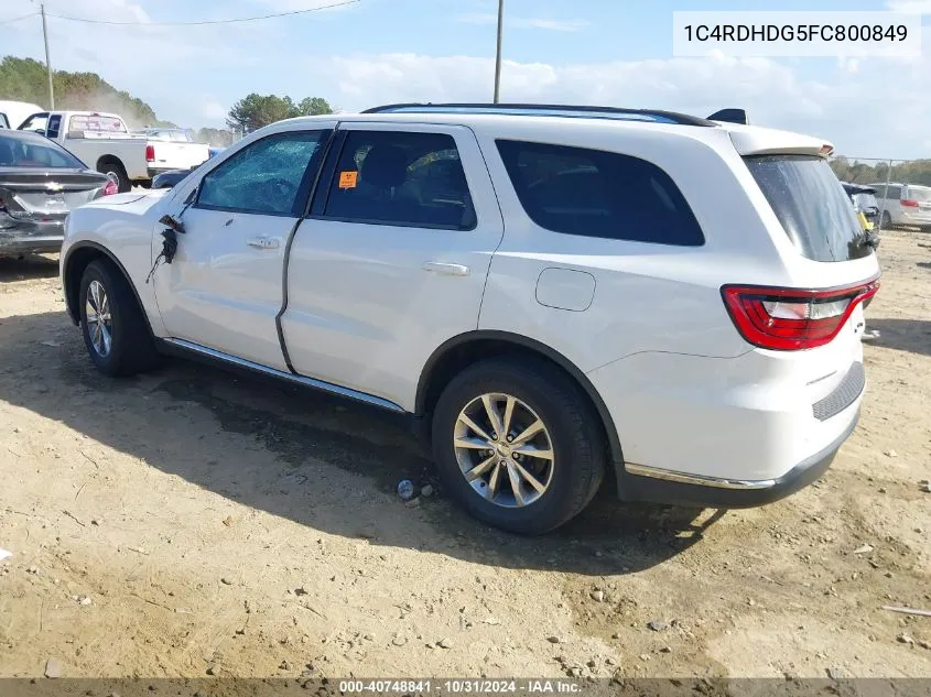 2015 Dodge Durango Limited VIN: 1C4RDHDG5FC800849 Lot: 40748841