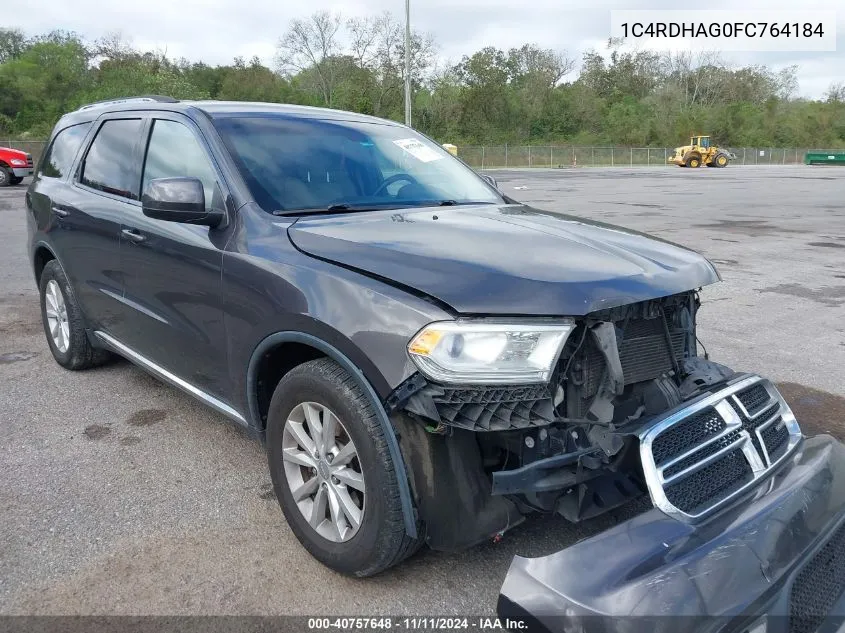 2015 Dodge Durango Sxt VIN: 1C4RDHAG0FC764184 Lot: 40757648