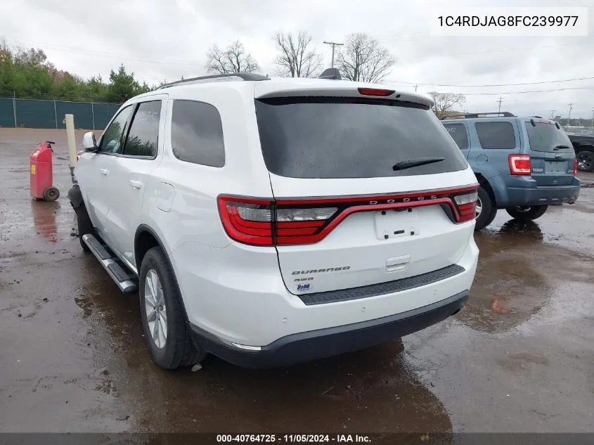 2015 Dodge Durango Sxt VIN: 1C4RDJAG8FC239977 Lot: 40764725