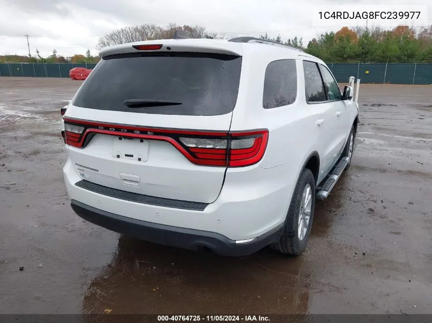 2015 Dodge Durango Sxt VIN: 1C4RDJAG8FC239977 Lot: 40764725