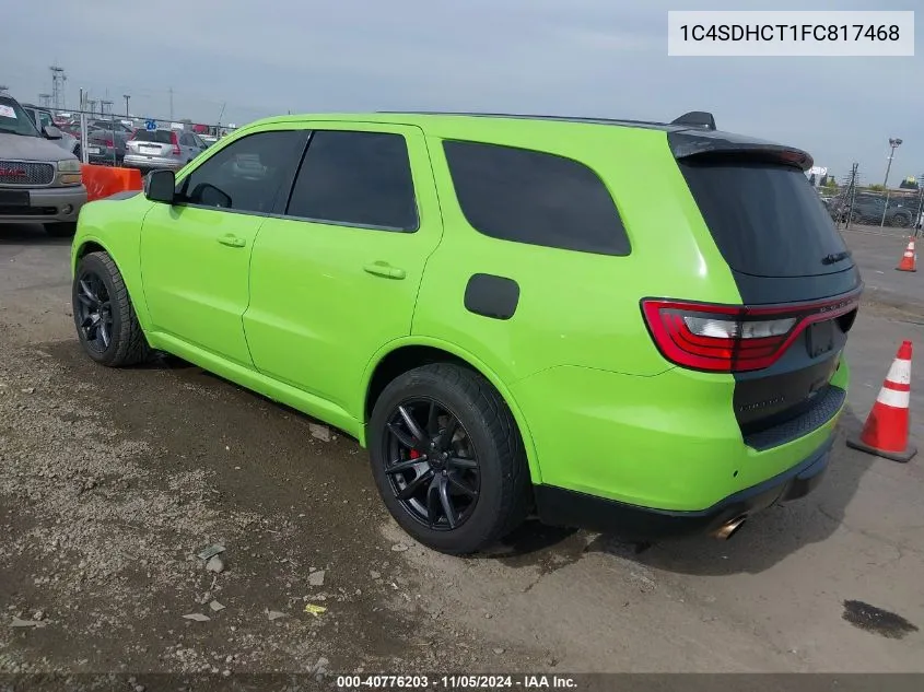 2015 Dodge Durango R/T VIN: 1C4SDHCT1FC817468 Lot: 40776203