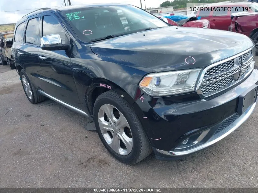 2015 Dodge Durango Sxt VIN: 1C4RDHAG3FC161195 Lot: 40794654