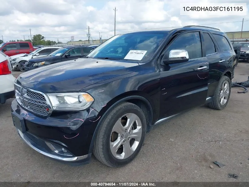 2015 Dodge Durango Sxt VIN: 1C4RDHAG3FC161195 Lot: 40794654