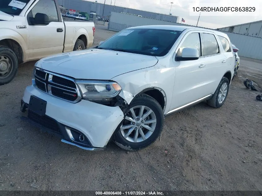 2015 Dodge Durango Sxt VIN: 1C4RDHAG0FC863829 Lot: 40806408