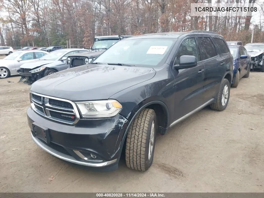 2015 Dodge Durango Sxt VIN: 1C4RDJAG4FC715108 Lot: 40820028