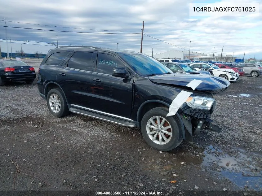 2015 Dodge Durango Sxt VIN: 1C4RDJAGXFC761025 Lot: 40833508