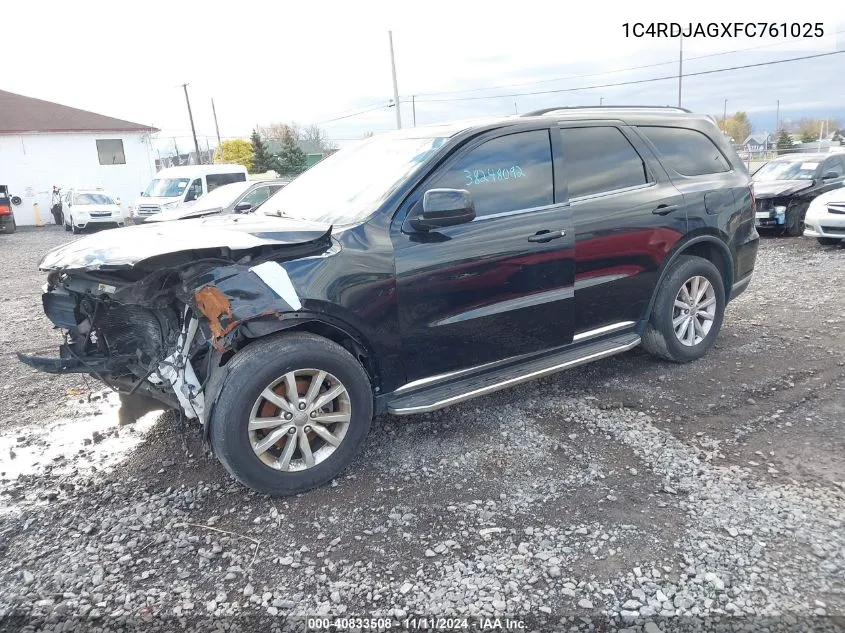 2015 Dodge Durango Sxt VIN: 1C4RDJAGXFC761025 Lot: 40833508