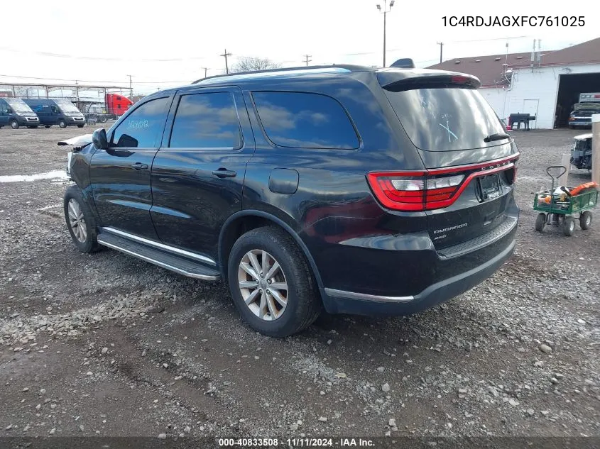 2015 Dodge Durango Sxt VIN: 1C4RDJAGXFC761025 Lot: 40833508