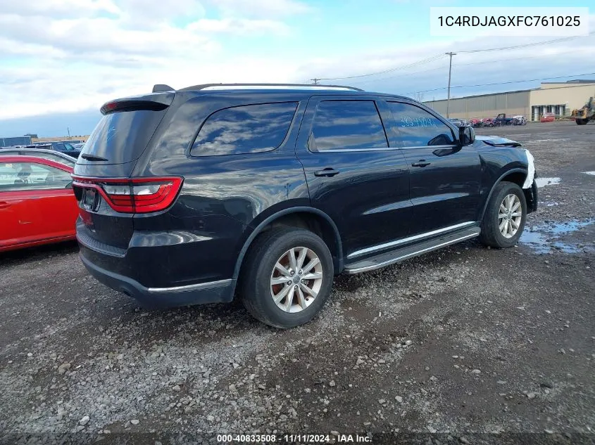 2015 Dodge Durango Sxt VIN: 1C4RDJAGXFC761025 Lot: 40833508