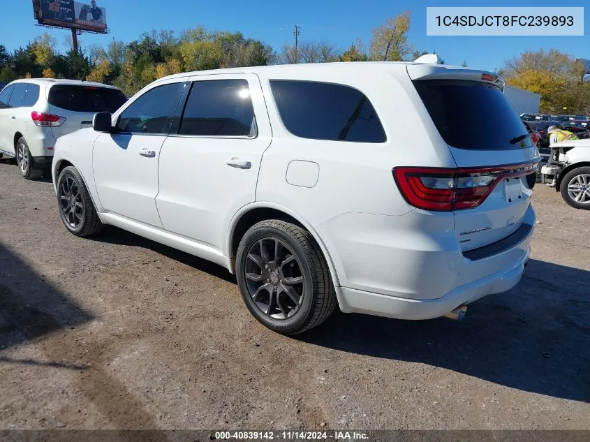 2015 Dodge Durango R/T VIN: 1C4SDJCT8FC239893 Lot: 40839142