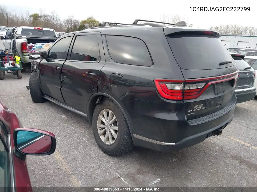 2015 Dodge Durango Sxt VIN: 1C4RDJAG2FC222799 Lot: 40839553