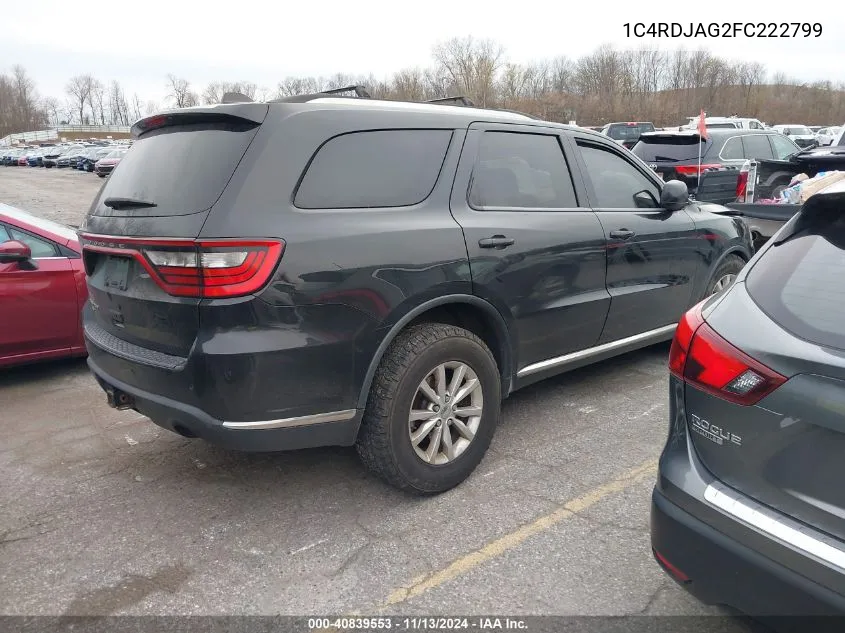 2015 Dodge Durango Sxt VIN: 1C4RDJAG2FC222799 Lot: 40839553