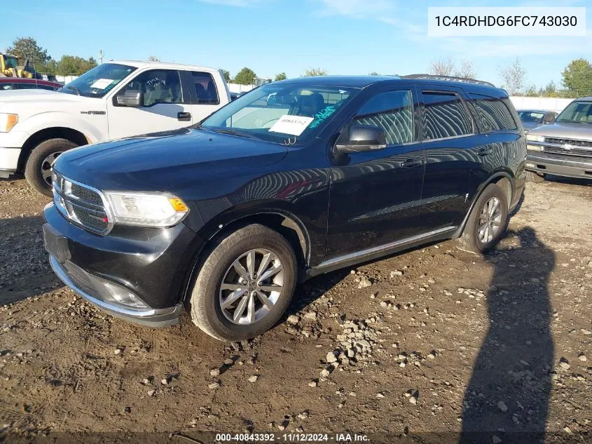 2015 Dodge Durango Limited VIN: 1C4RDHDG6FC743030 Lot: 40843392