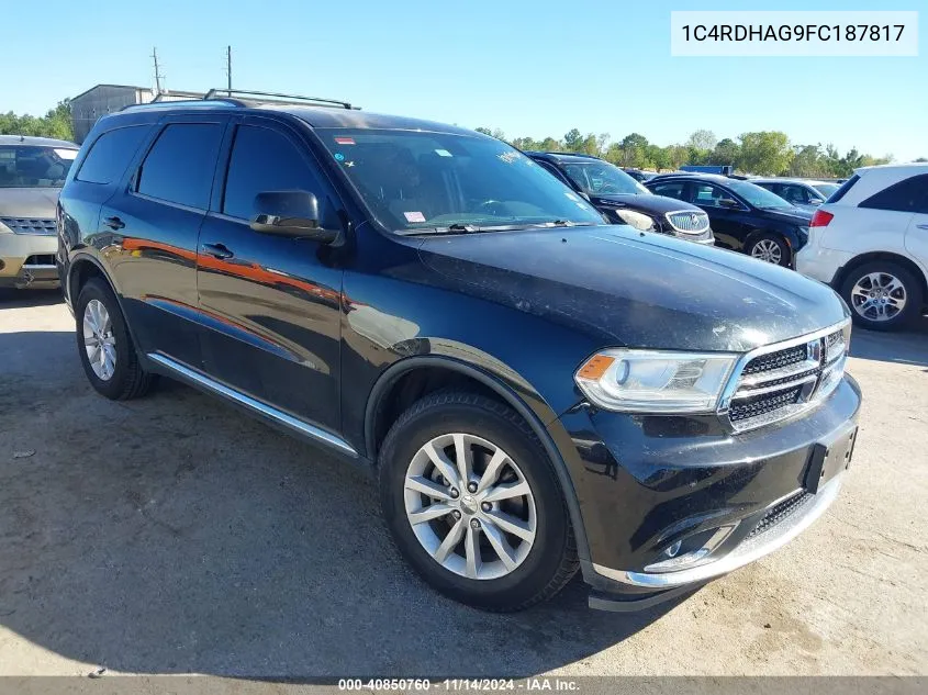 2015 Dodge Durango Sxt VIN: 1C4RDHAG9FC187817 Lot: 40850760