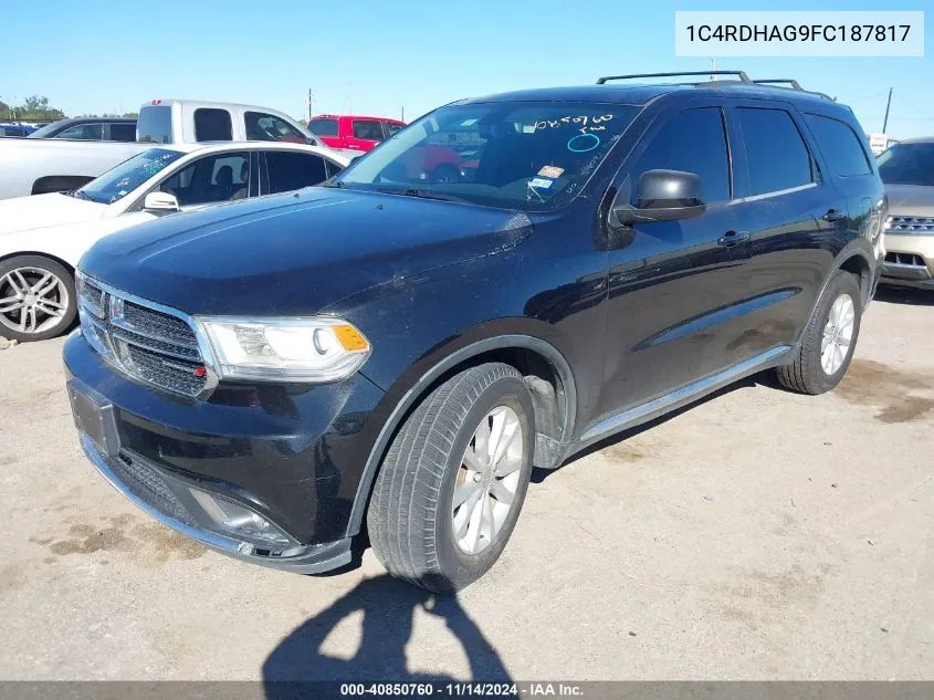 2015 Dodge Durango Sxt VIN: 1C4RDHAG9FC187817 Lot: 40850760