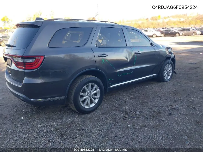 1C4RDJAG6FC954224 2015 Dodge Durango Sxt