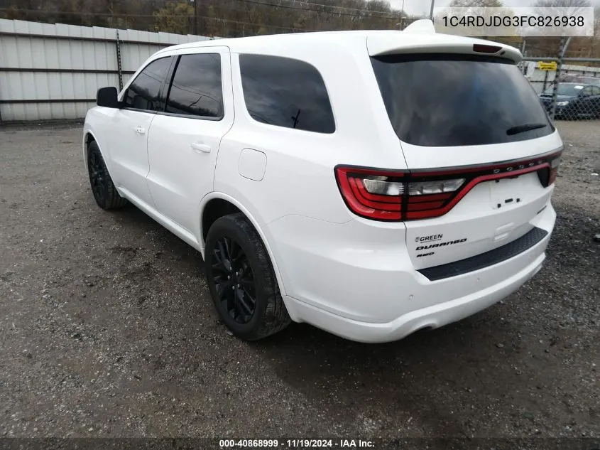 2015 Dodge Durango Limited VIN: 1C4RDJDG3FC826938 Lot: 40868999