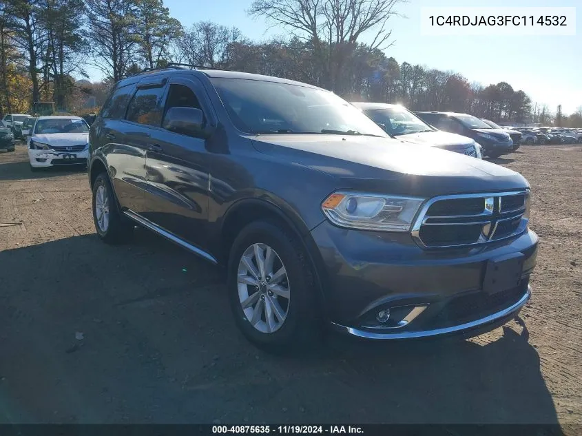 2015 Dodge Durango Sxt VIN: 1C4RDJAG3FC114532 Lot: 40875635