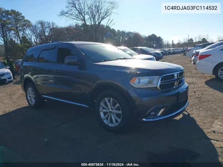 2015 Dodge Durango Sxt VIN: 1C4RDJAG3FC114532 Lot: 40875635