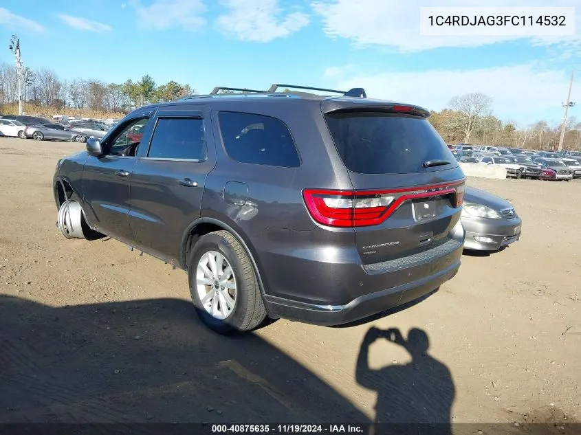 2015 Dodge Durango Sxt VIN: 1C4RDJAG3FC114532 Lot: 40875635