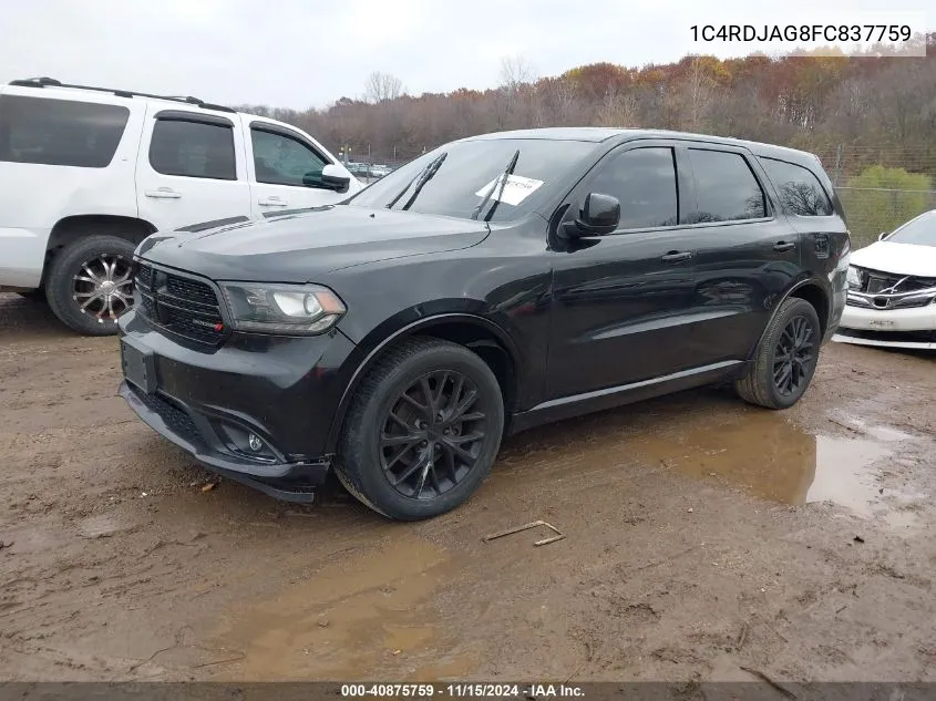 2015 Dodge Durango Sxt VIN: 1C4RDJAG8FC837759 Lot: 40875759