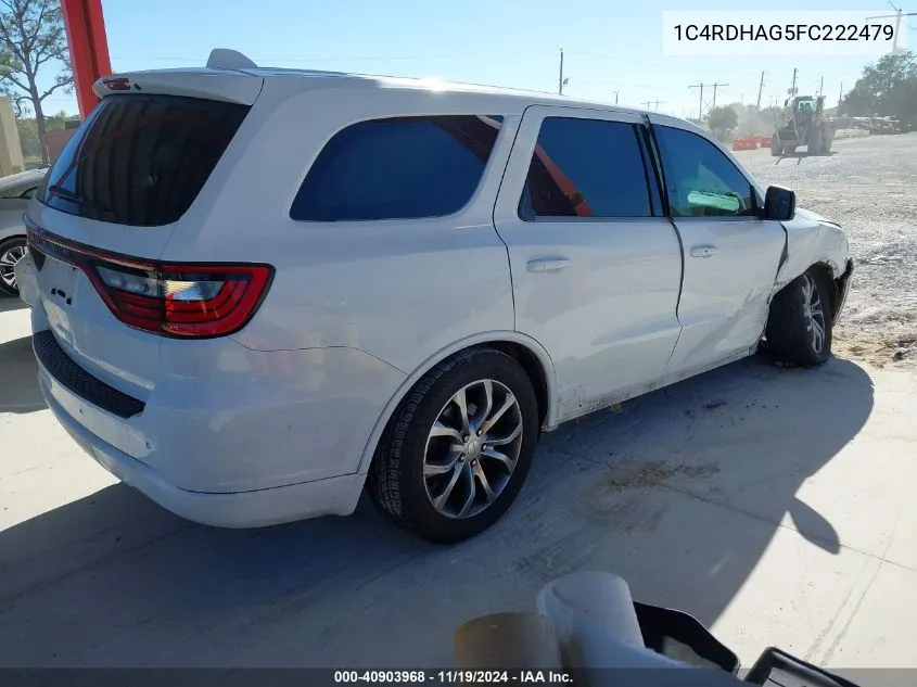 2015 Dodge Durango Sxt VIN: 1C4RDHAG5FC222479 Lot: 40903968