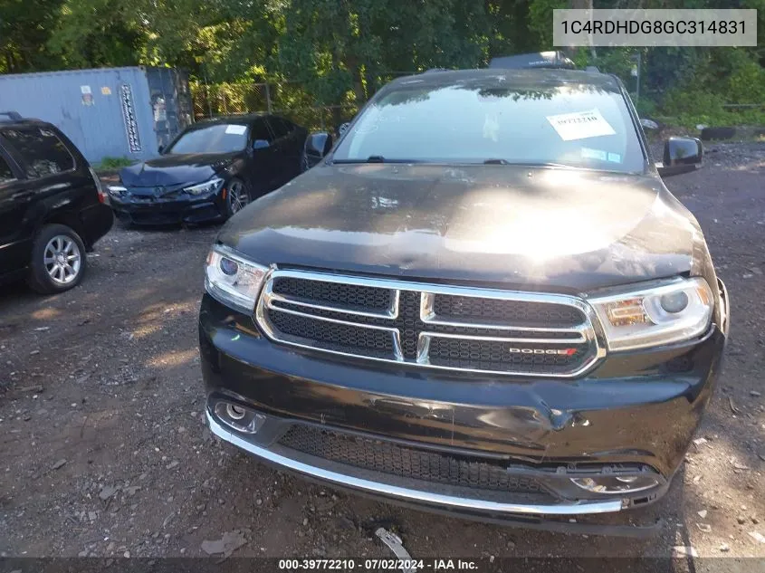 2016 Dodge Durango Limited VIN: 1C4RDHDG8GC314831 Lot: 39772210