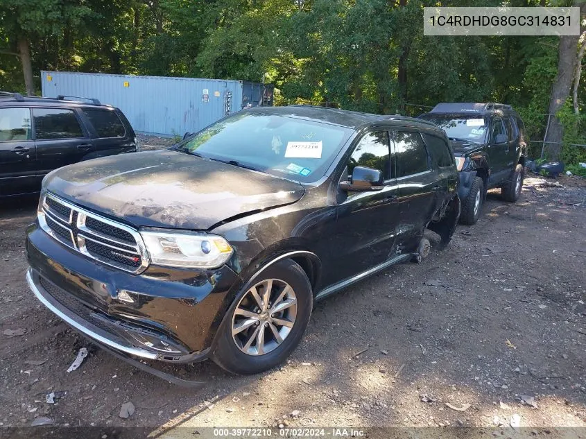 2016 Dodge Durango Limited VIN: 1C4RDHDG8GC314831 Lot: 39772210