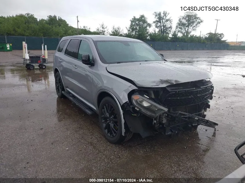 2016 Dodge Durango R/T VIN: 1C4SDJCT5GC430348 Lot: 39812154