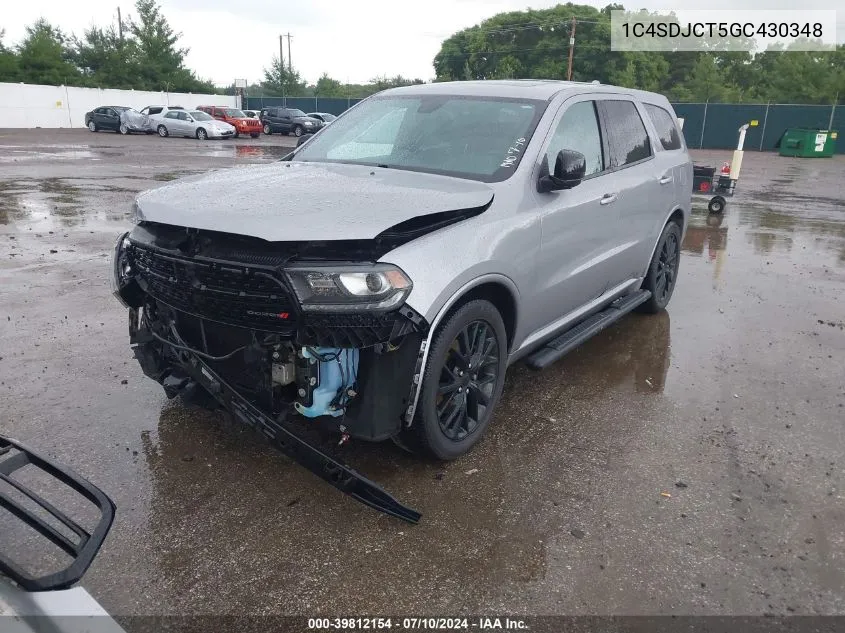 2016 Dodge Durango R/T VIN: 1C4SDJCT5GC430348 Lot: 39812154