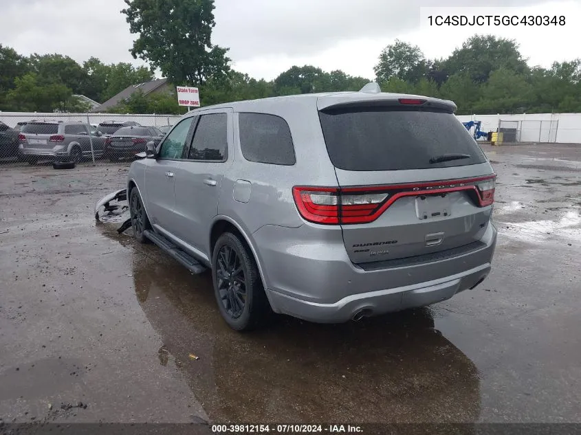 2016 Dodge Durango R/T VIN: 1C4SDJCT5GC430348 Lot: 39812154