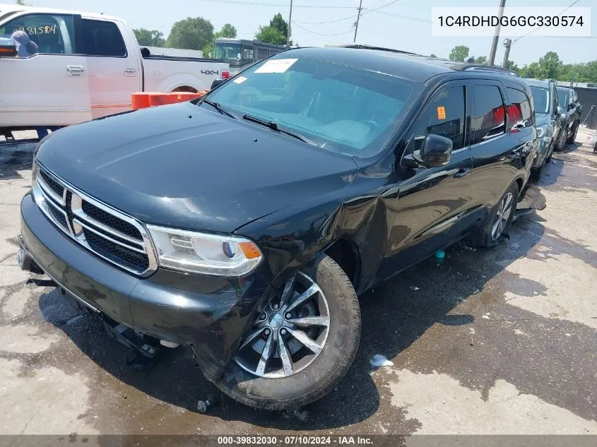 2016 Dodge Durango Limited VIN: 1C4RDHDG6GC330574 Lot: 39832030