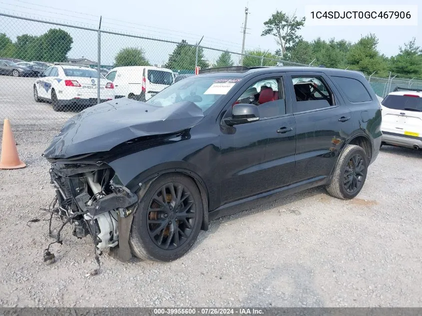 2016 Dodge Durango R/T VIN: 1C4SDJCT0GC467906 Lot: 39955600