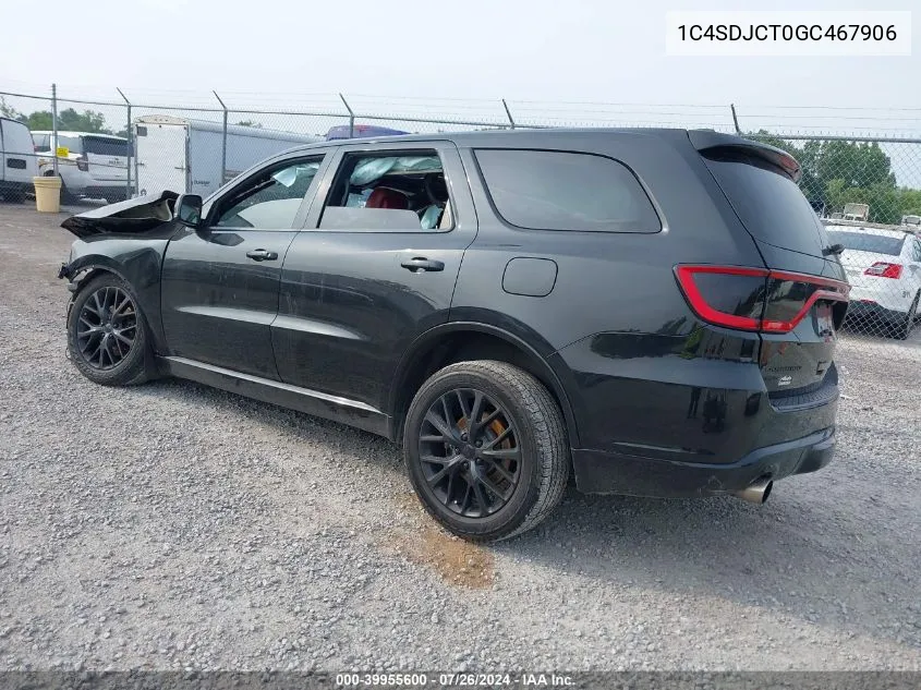 2016 Dodge Durango R/T VIN: 1C4SDJCT0GC467906 Lot: 39955600