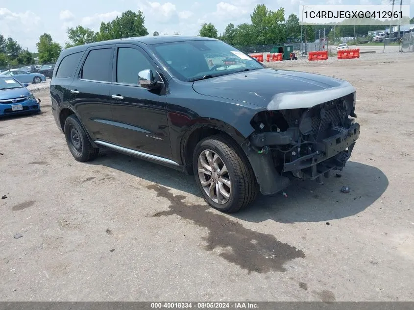 1C4RDJEGXGC412961 2016 Dodge Durango Citadel