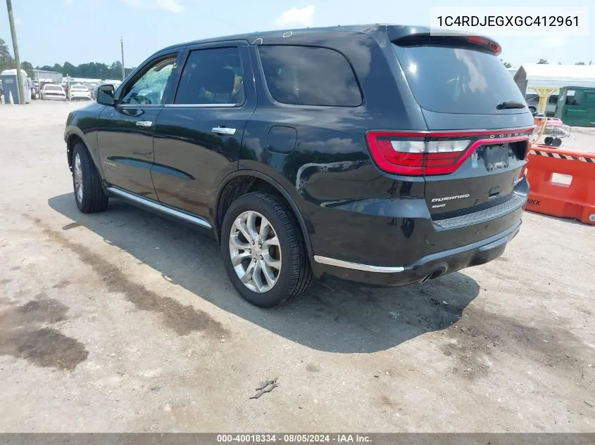 1C4RDJEGXGC412961 2016 Dodge Durango Citadel