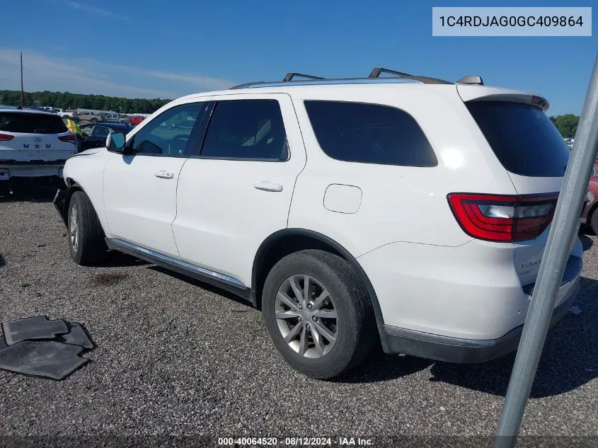 1C4RDJAG0GC409864 2016 Dodge Durango Sxt