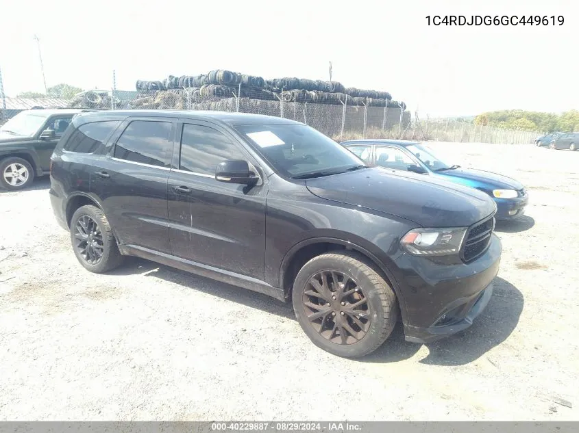 2016 Dodge Durango Limited VIN: 1C4RDJDG6GC449619 Lot: 40229887