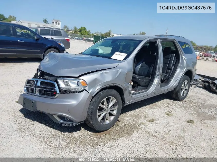 2016 Dodge Durango Limited VIN: 1C4RDJDG9GC437576 Lot: 40310324