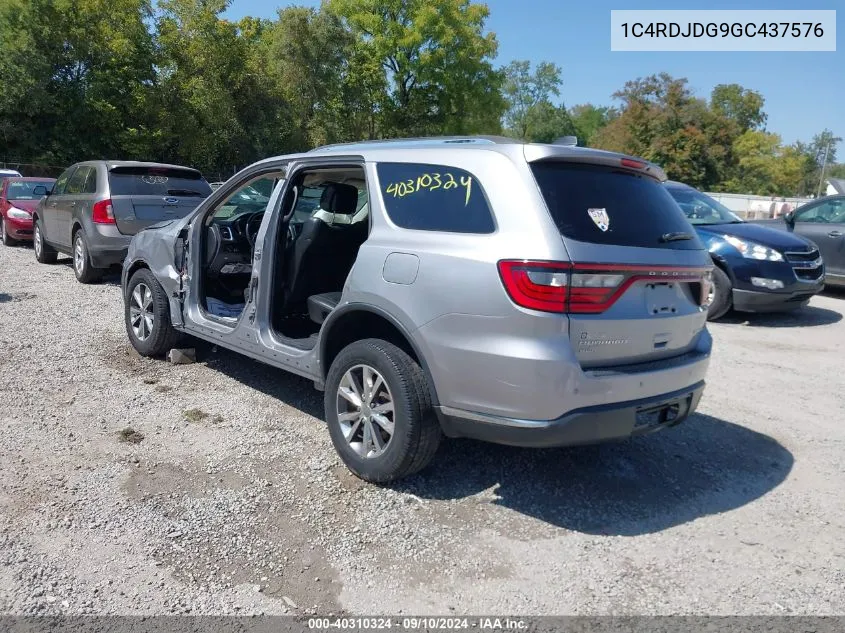 2016 Dodge Durango Limited VIN: 1C4RDJDG9GC437576 Lot: 40310324